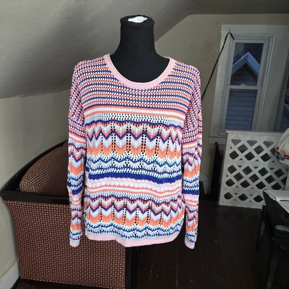 Lilly Pulitzer Samora Multicolor Chevron Knit Sweater Size‎ M